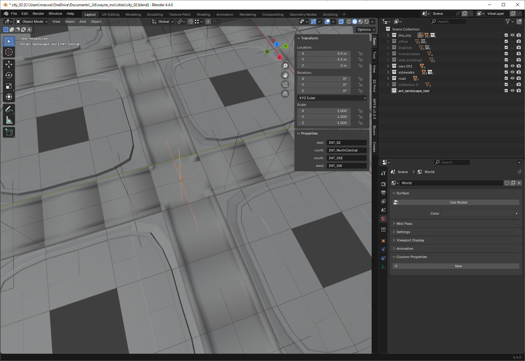 Blender scene with path node markers Blender scene with path node markers