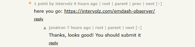 Jonatron's reply in the Hacker News thread